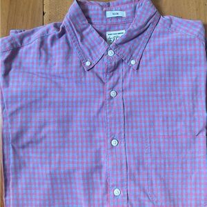 J. Crew Red and Blue Casual Button Down Shirt